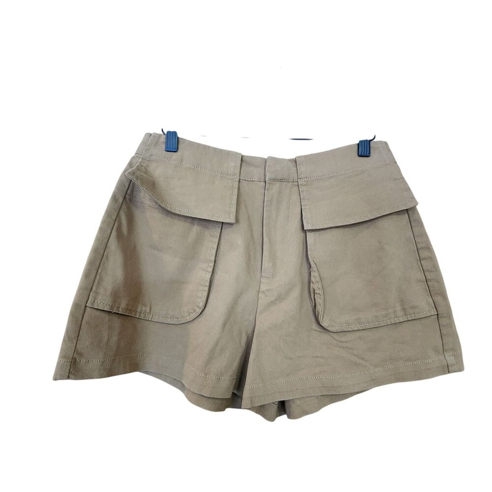 Forever 21 High-Waist Khaki Cargo Shorts With Large Pockets - Size M